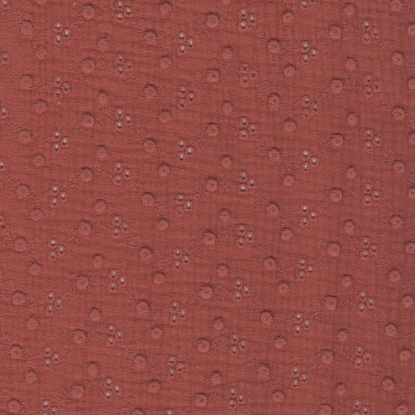 French Embroidered Double Gauze Fabric in Adele in Marsala