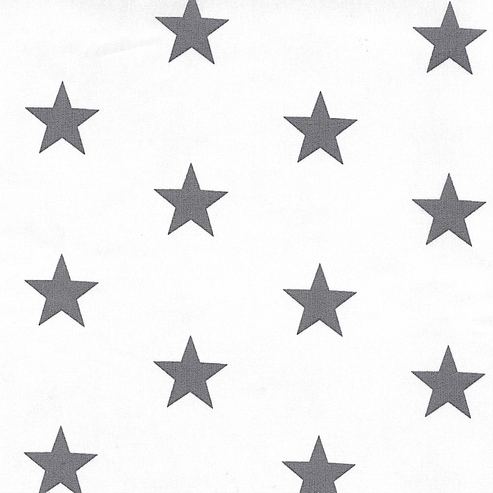 Cotton Classics Fabric in Grey in Stars in Large Grey Star on White