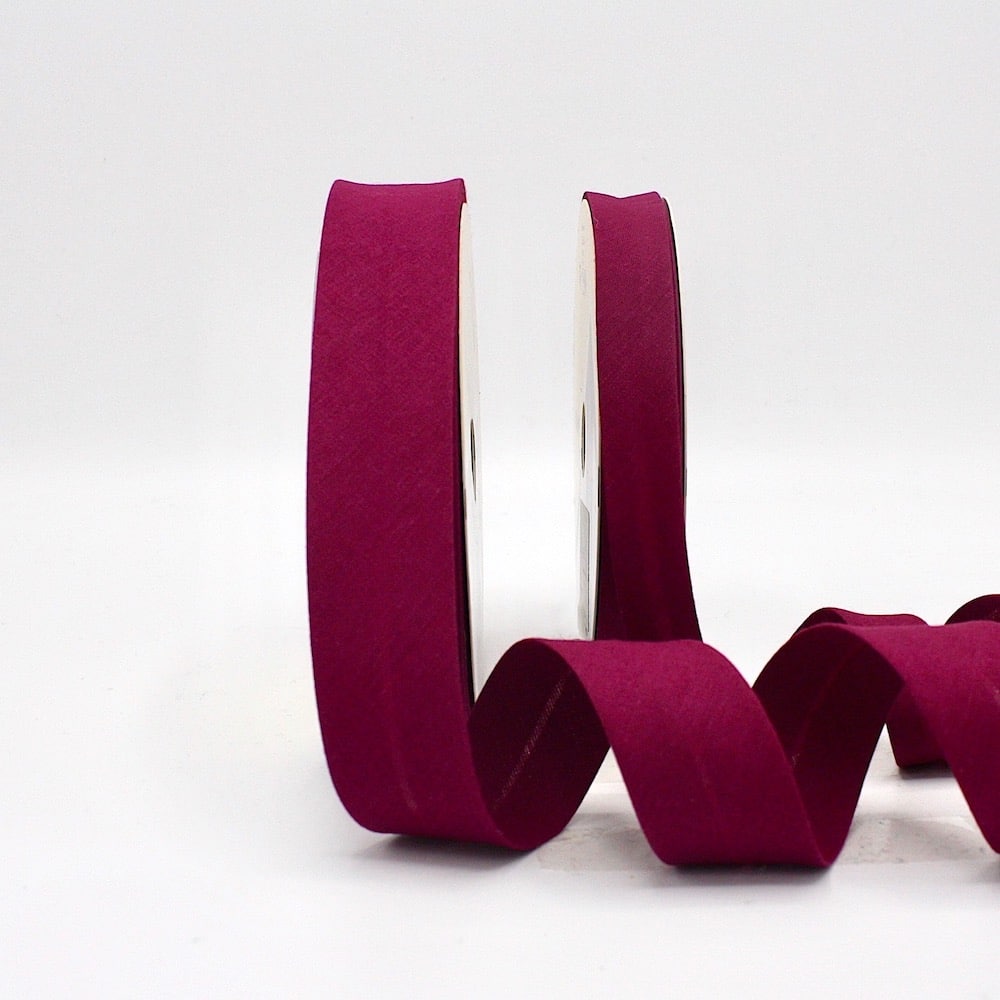 25m roll of Plain Bias Binding Tape with 30mm width in Burgundy 348