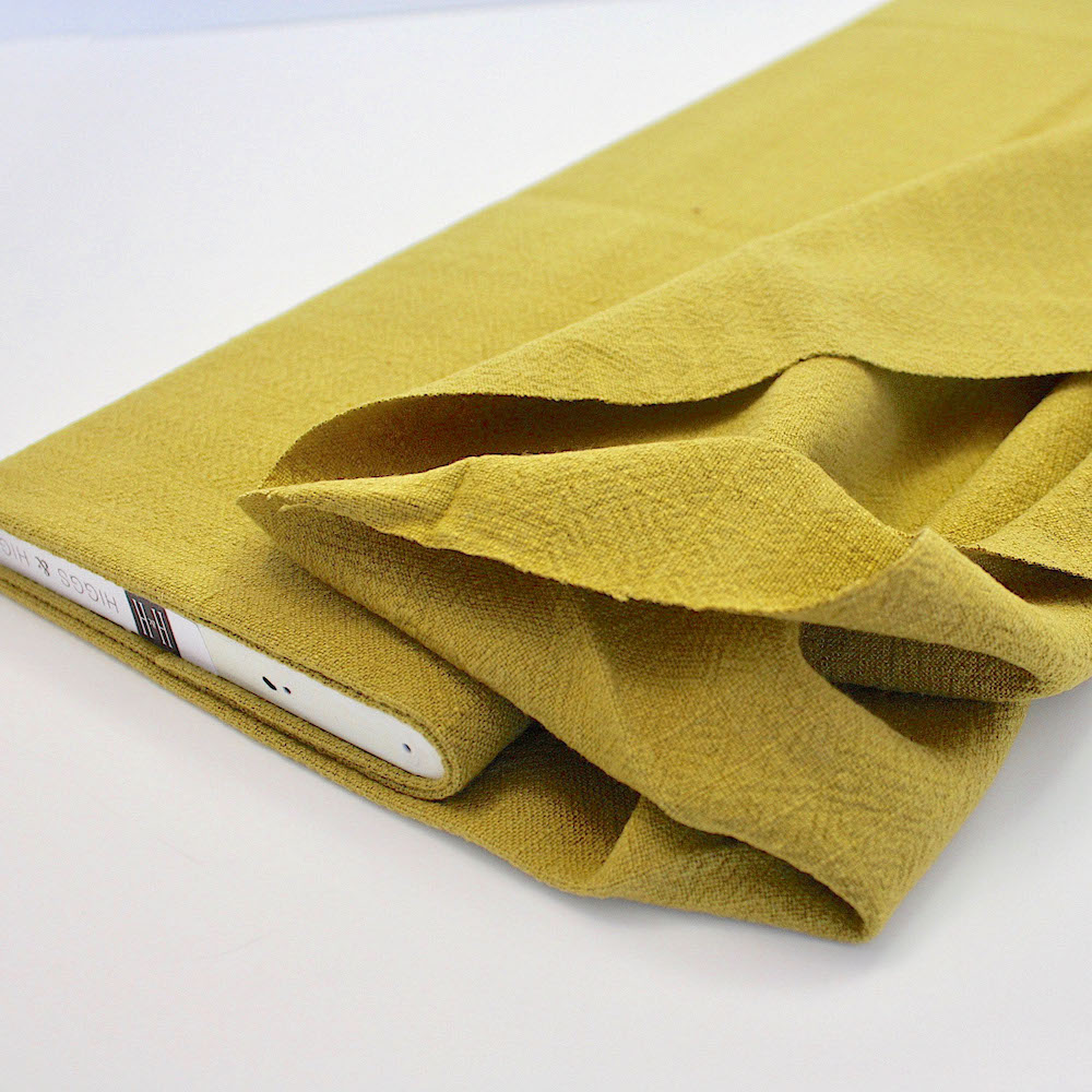 Stone Washed Dressmaking Linen Fabric Blend in Chartreuse