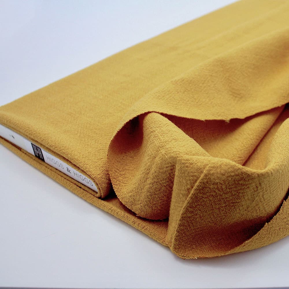 Stone Washed Dressmaking Linen Fabric Blend in Rich Ochre