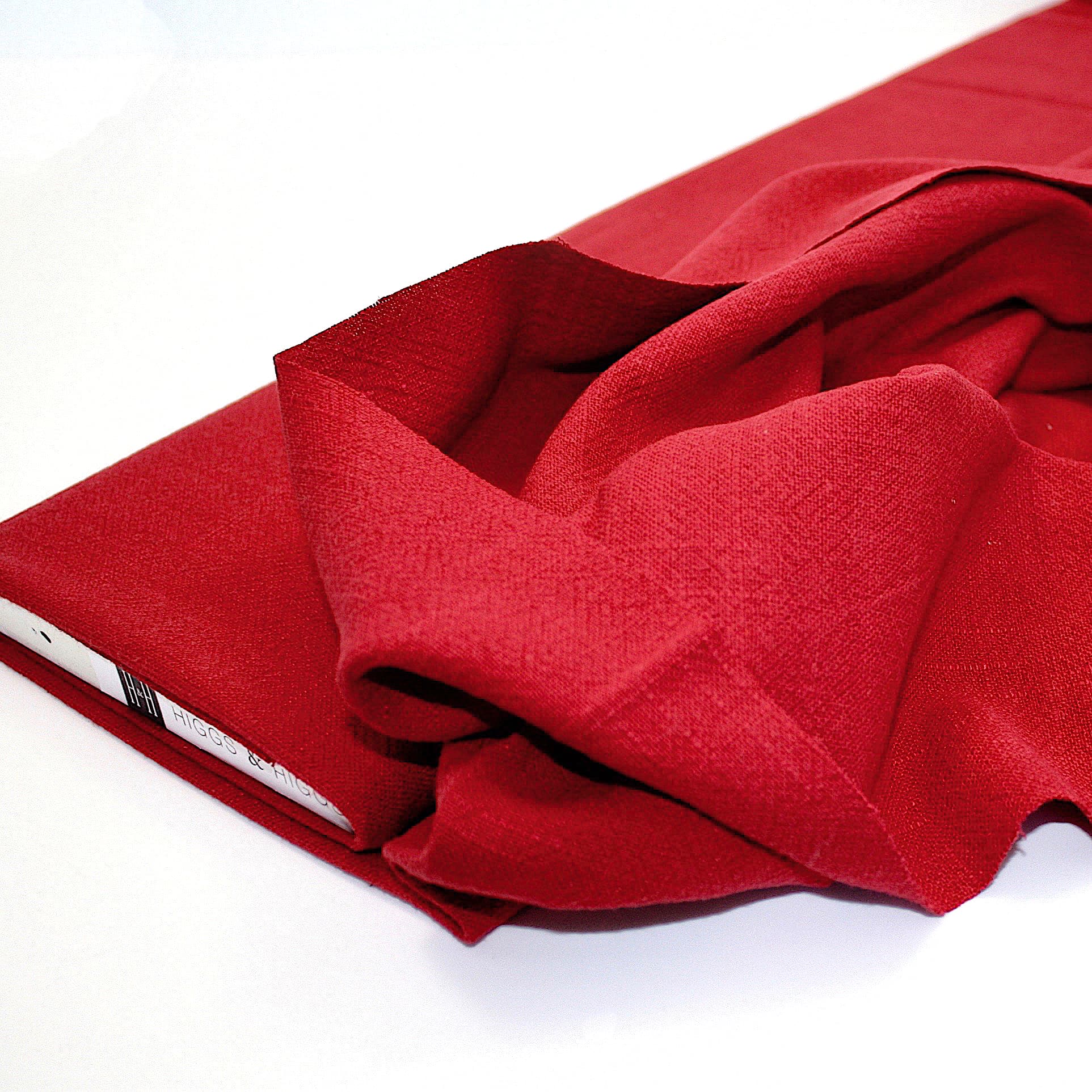 Stone Washed Dressmaking Linen Fabric Blend in Rich Red