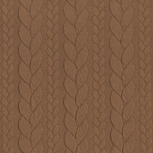 Cable Knit Fabric Jersey Dress Fabric in Camel in 090