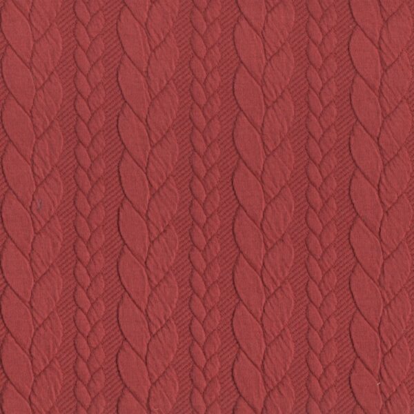 Cable Knit Fabric Jersey Dress Fabric in Bramley Red 540
