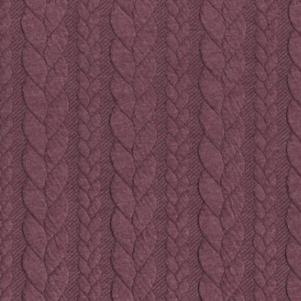 Cable Knit Fabric Jersey Dress Fabric in Dusty Aubergine 401