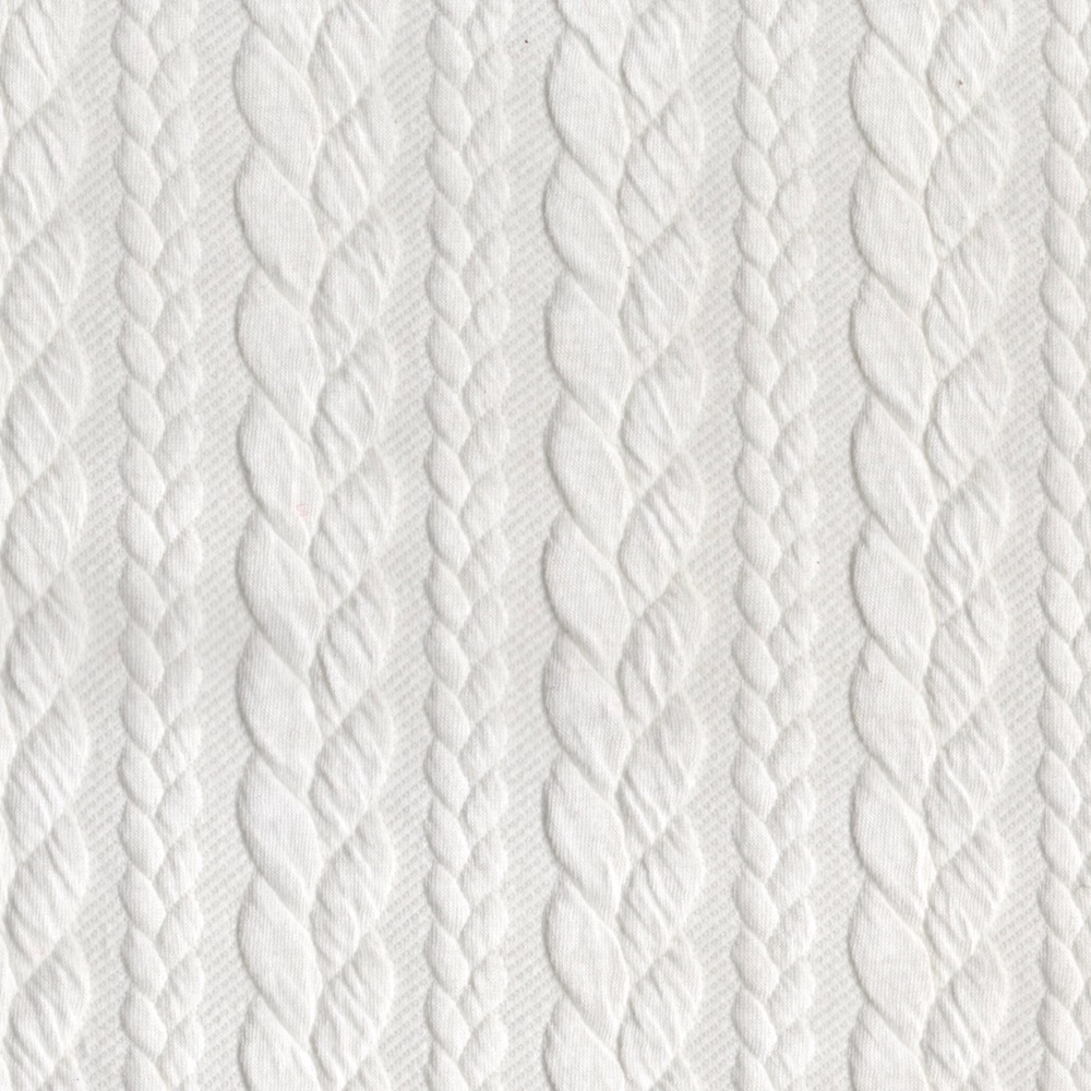 Cable Knit Fabric Jersey Dress Fabric in Ivory White 020