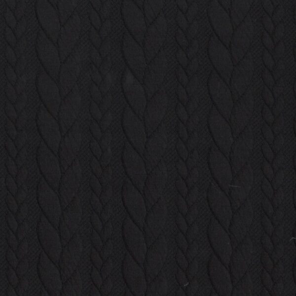 Cable Knit Fabric Jersey Dress Fabric in Black 999