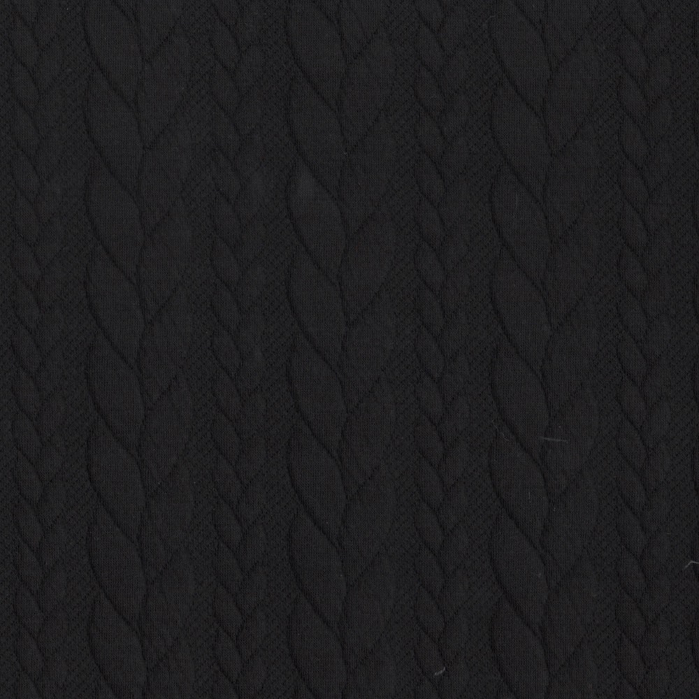 Cable Knit Fabric Jersey Dress Fabric in Black 999