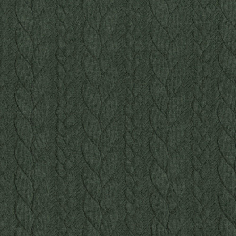Cable Knit Fabric Jersey Dress Fabric in Dark Forest 225