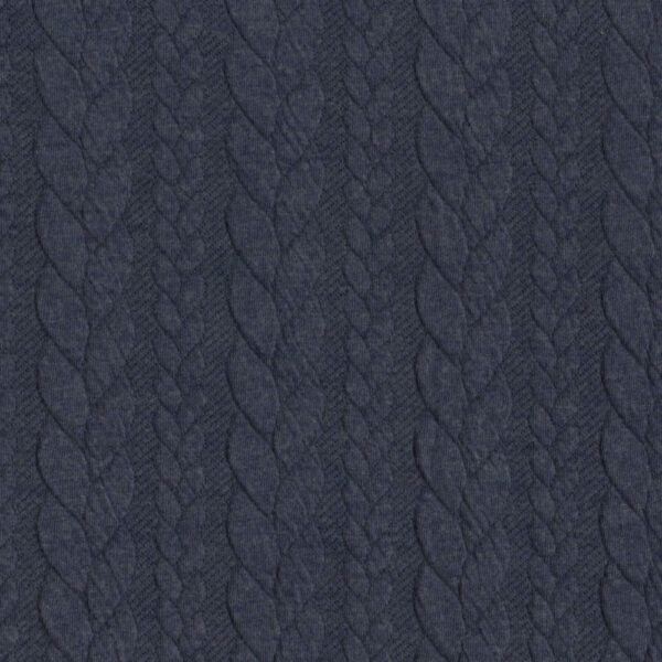 Cable Knit Fabric Jersey Dress Fabric in Denim 695