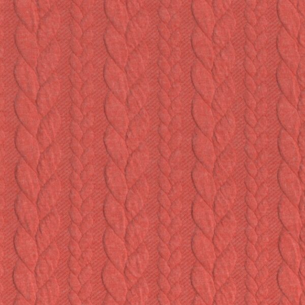 Cable Knit Fabric Jersey Dress Fabric in Rich Coral 420