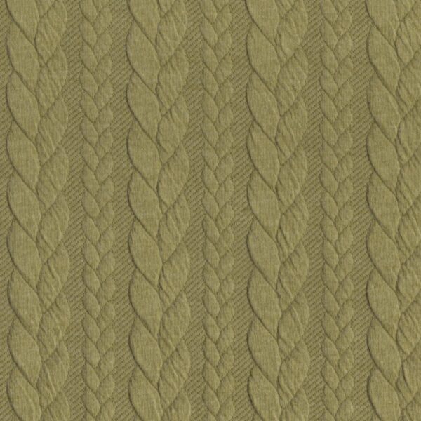 Cable Knit Fabric Jersey Dress Fabric in Dusty Golden Lime 325