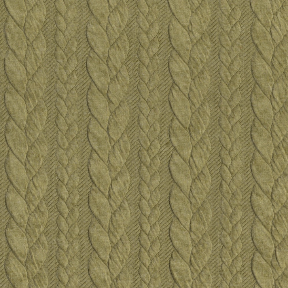 Cable Knit Fabric Jersey Dress Fabric in Dusty Golden Lime 325
