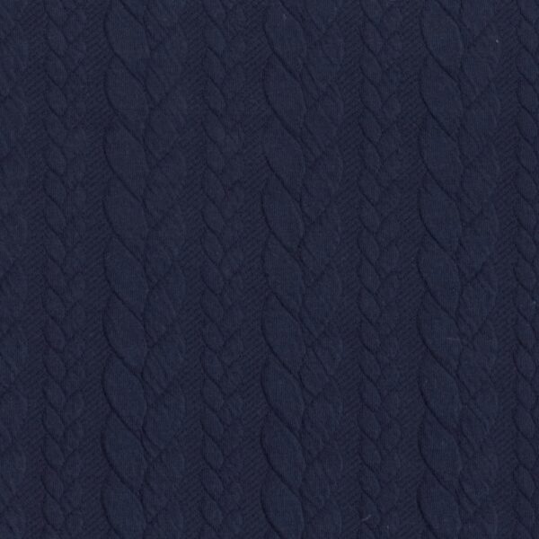 Cable Knit Fabric Jersey Dress Fabric in Navy 601