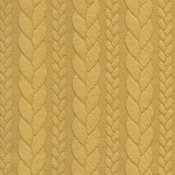 Cable Knit Fabric Jersey Dress Fabric in Rich Yellow 571
