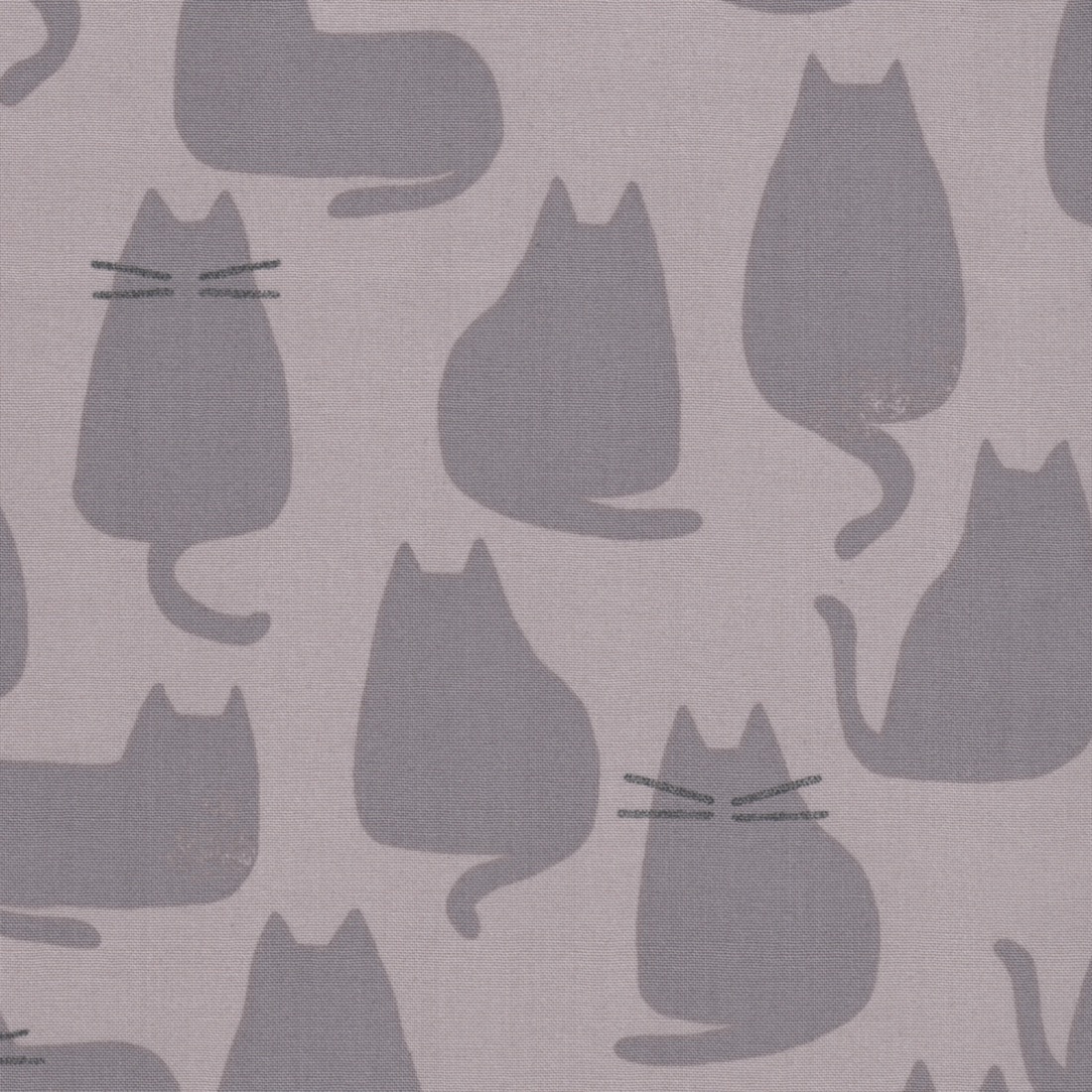 Makower Whiskers Cat Cotton Fabric in Concrete