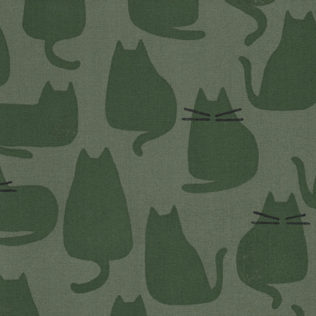 Makower Whiskers Cat Cotton Fabric in Reed