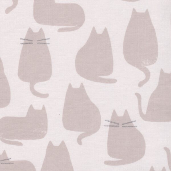 Makower Whiskers Cat Cotton Fabric in Haze