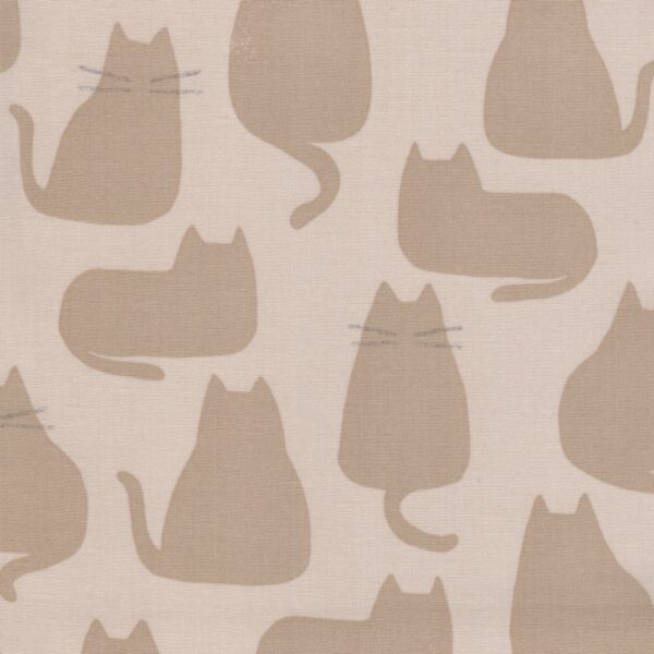 Makower Whiskers Cat Cotton Fabric in Maple