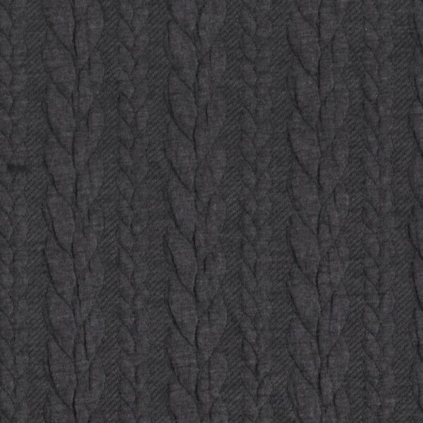 Cable Knit Fabric Jersey Dress Fabric in Charcoal Grey 970