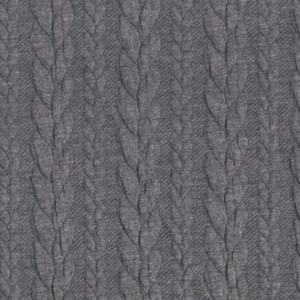 Cable Knit Fabric Jersey Dress Fabric in Medium Grey 960