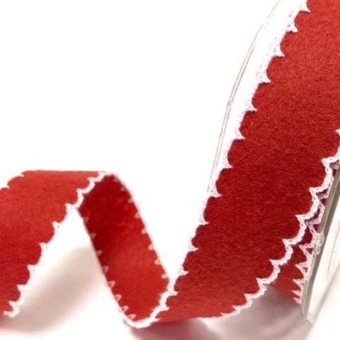 Felt Band with Scalloped Edges in 25mm Red
