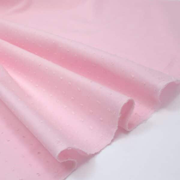 Dotted Swiss Fine Lawn Fabric in Baby Pink. Also known as clip cotton