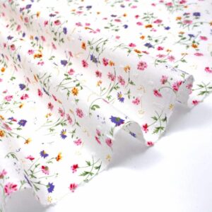 Dotted Swiss Fine Lawn Fabric in Delicate Multi Sprig on White #6