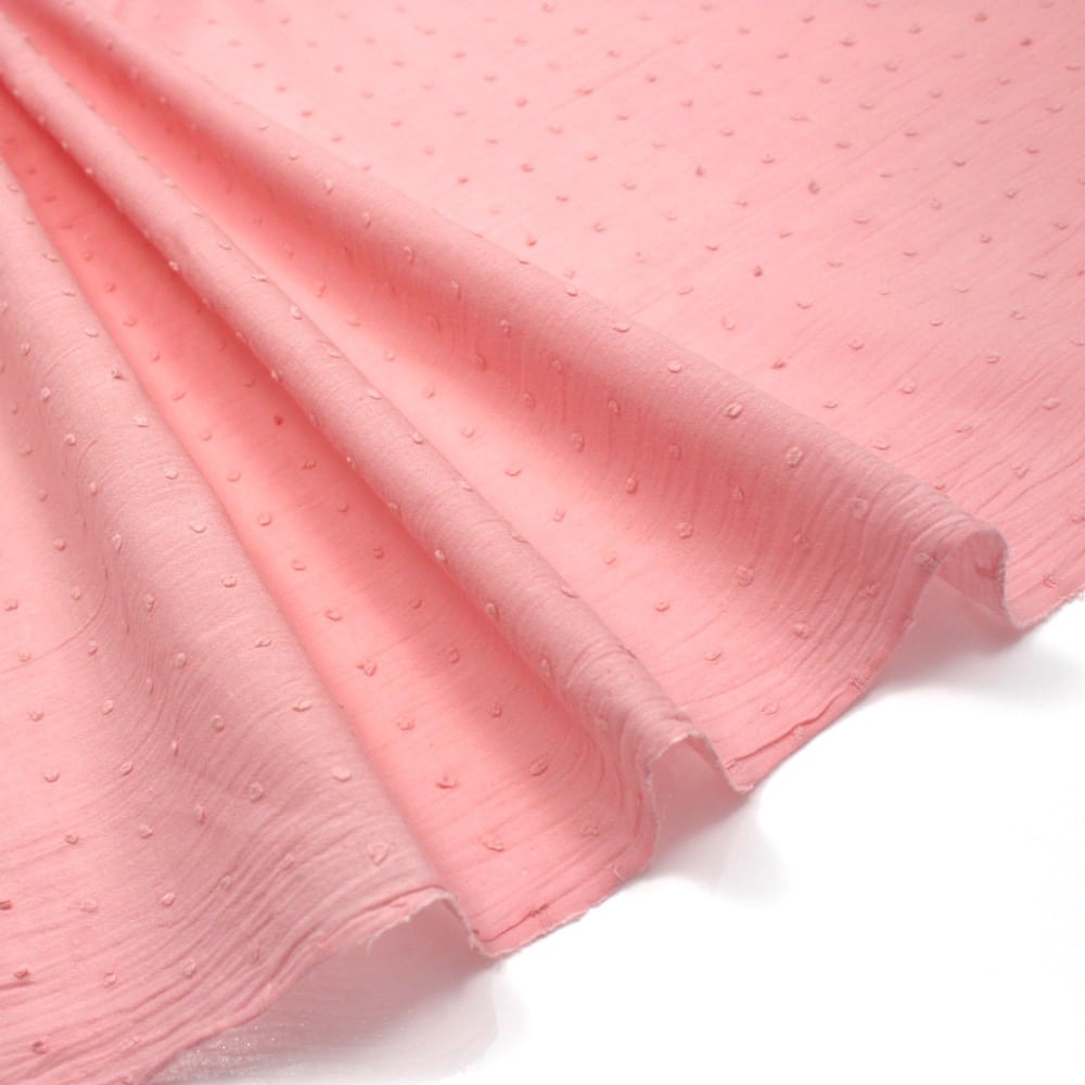 Pink Dotted Swiss Dobby Dot Lawn Framboise Fabric Cotton Dressmaking 