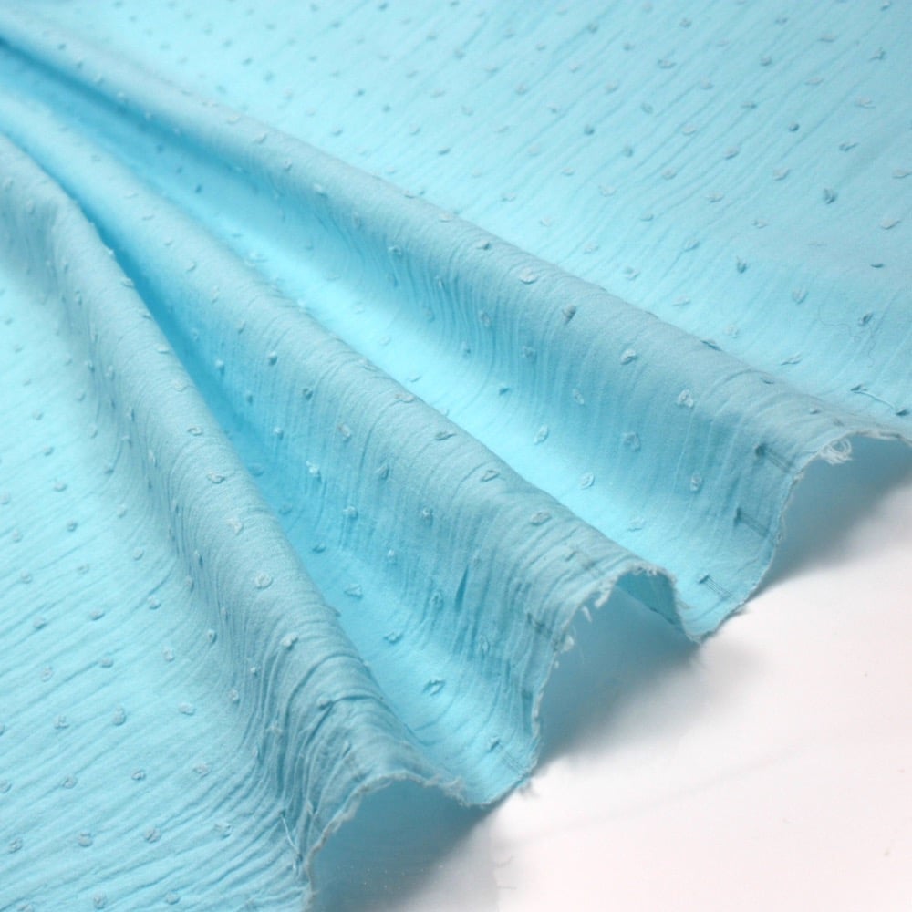Dotted Swiss Voile Fabric in Turquoise