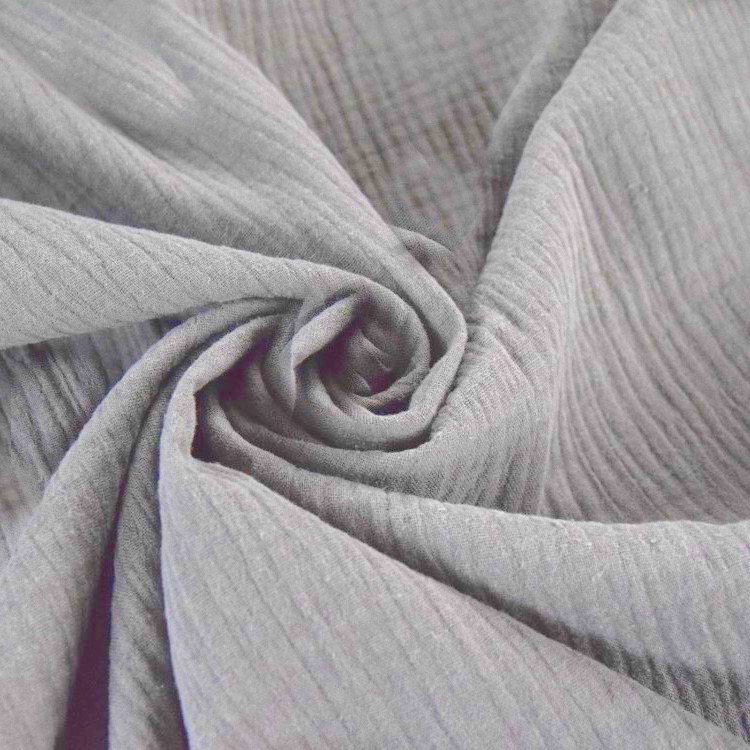Organic Double Gauze Cotton Fabric in Plain in Mid Grey 03