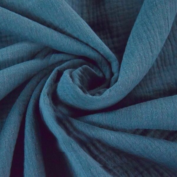 Organic Double Gauze Cotton Fabric in Plain in Indigo 12