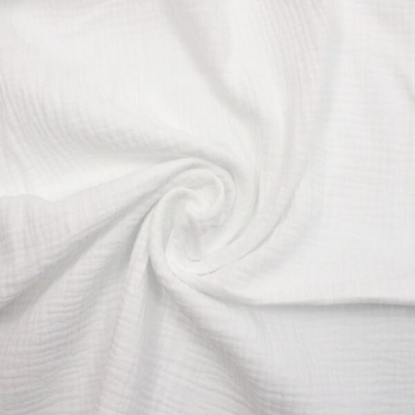 Organic Double Gauze Cotton Fabric in Plain in White 04