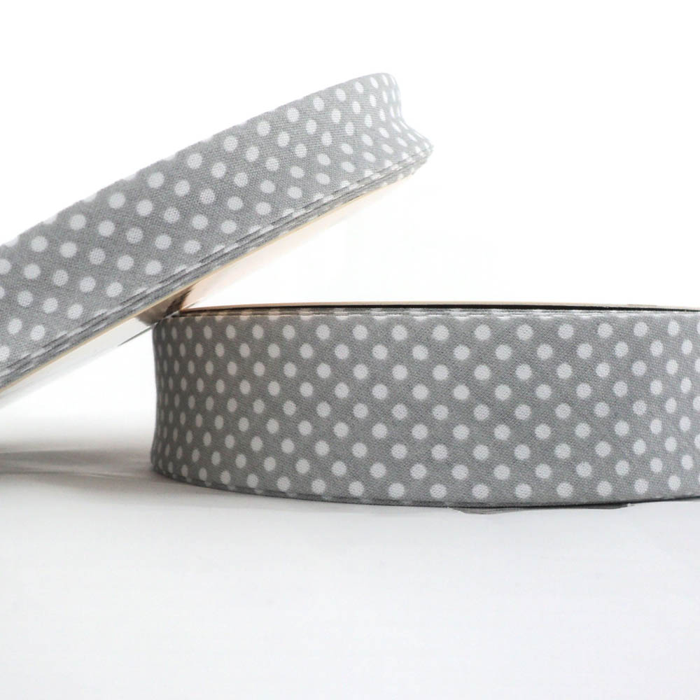 25m roll of Dot Bias Binding Tape with 30mm width in Light Grey 08