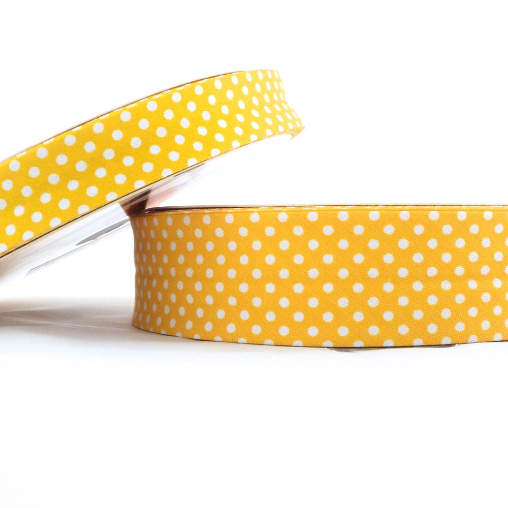25m roll of Dot Bias Binding Tape with 18mm width in Sunshine Yellow 05