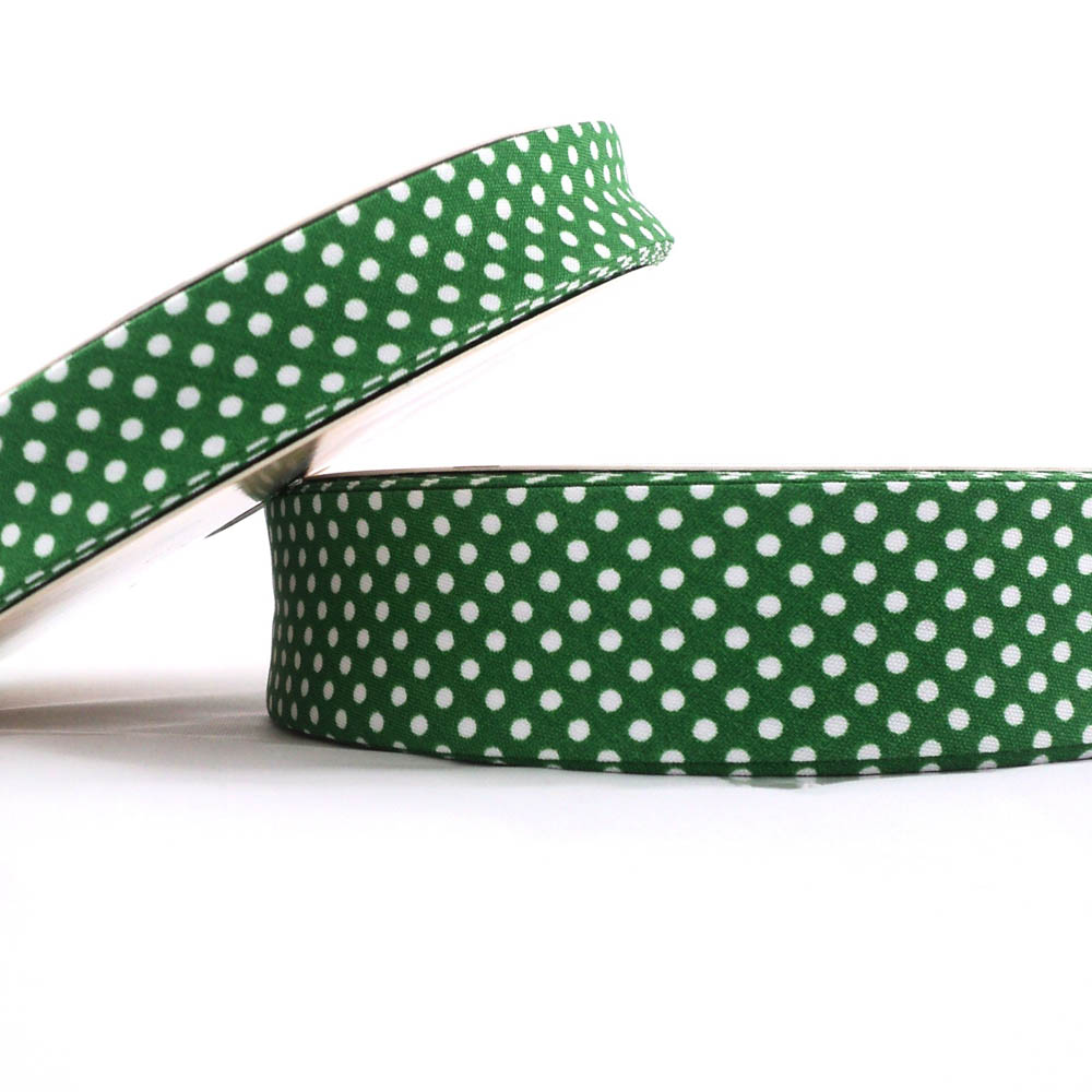 25m roll of Dot Bias Binding Tape with 18mm width in Emerald 88