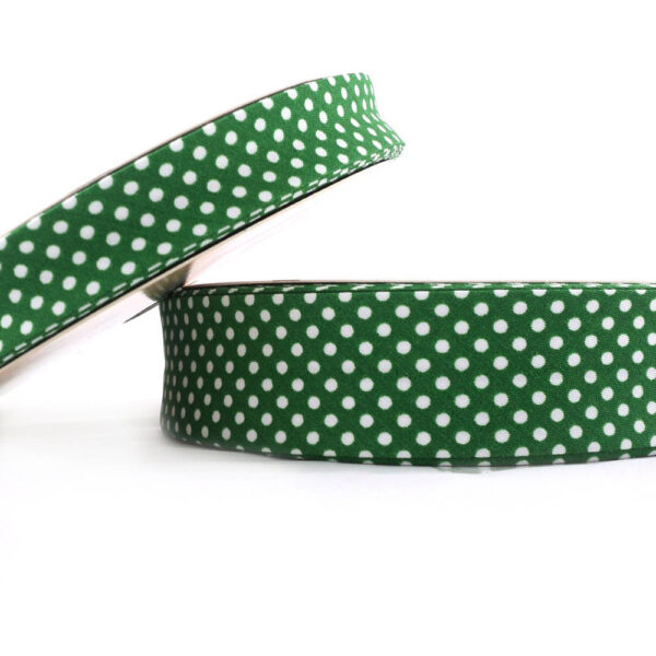 25m roll of Dot Bias Binding Tape with 30mm width in Emerald 88