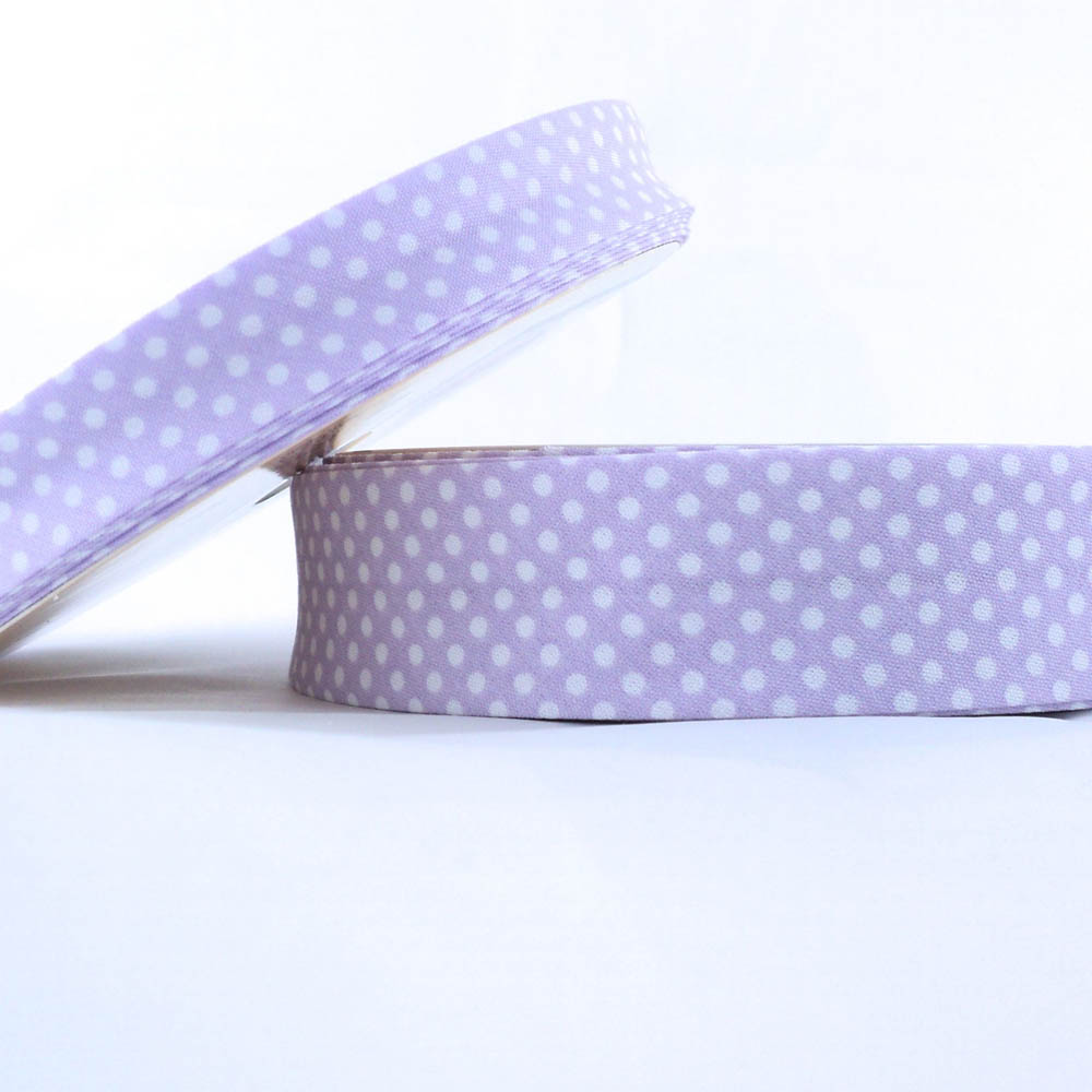 25m roll of Dot Bias Binding Tape with 18mm width in Lilac 68