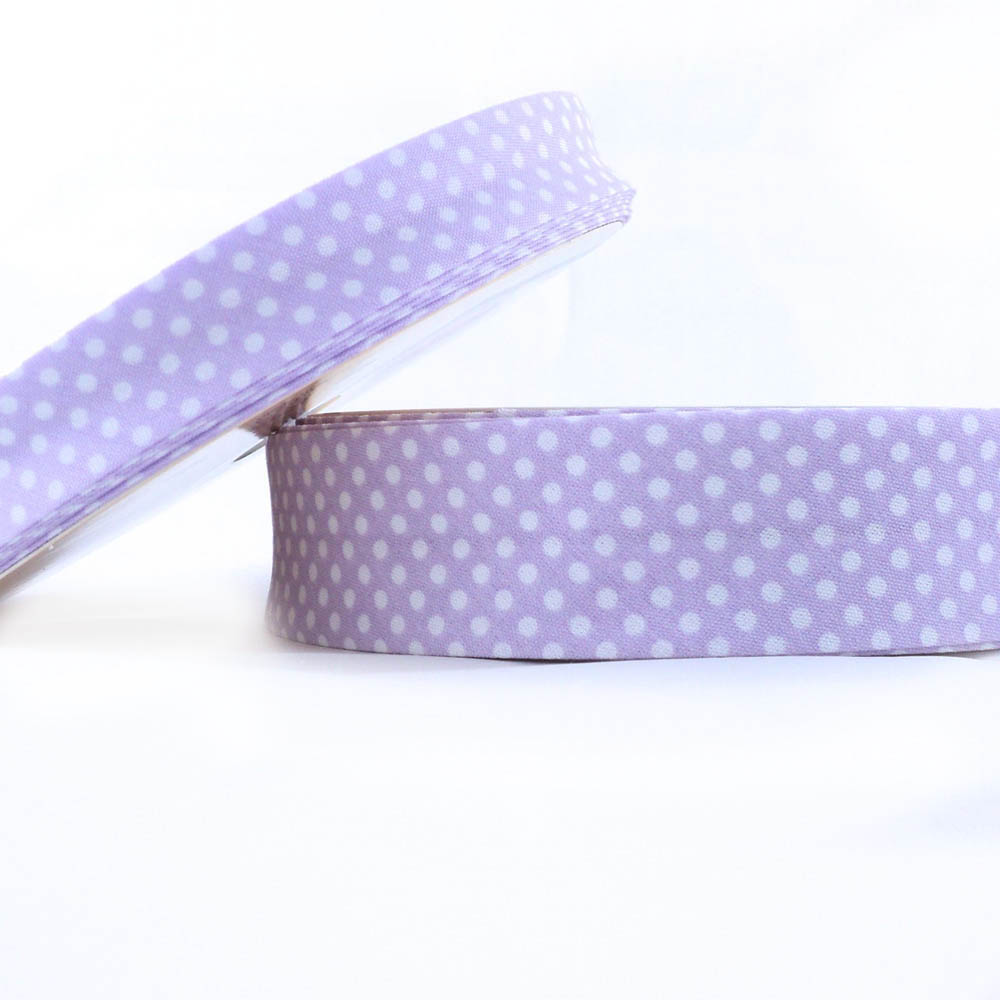 25m roll of Dot Bias Binding Tape with 30mm width in Lilac 68