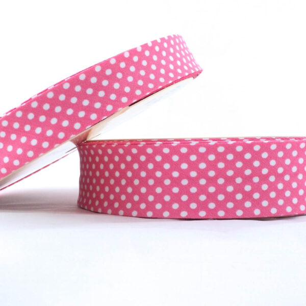 25m roll of Dot Bias Binding Tape with 30mm width in Blush Pink 32