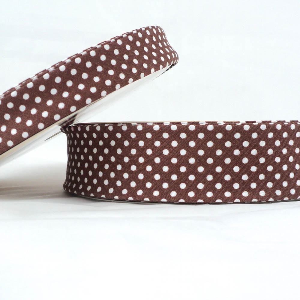 25m roll of Dot Bias Binding Tape with 18mm width in Brown 43