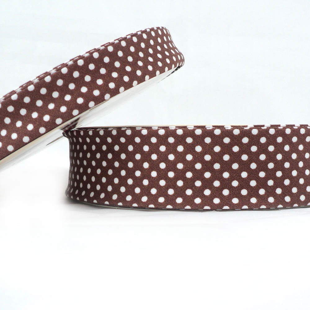 25m roll of Dot Bias Binding Tape with 30mm width in Brown 43