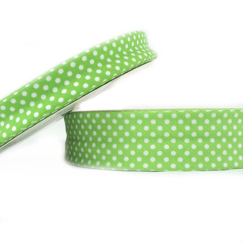 25m roll of Dot Bias Binding Tape with 30mm width in Lime 56