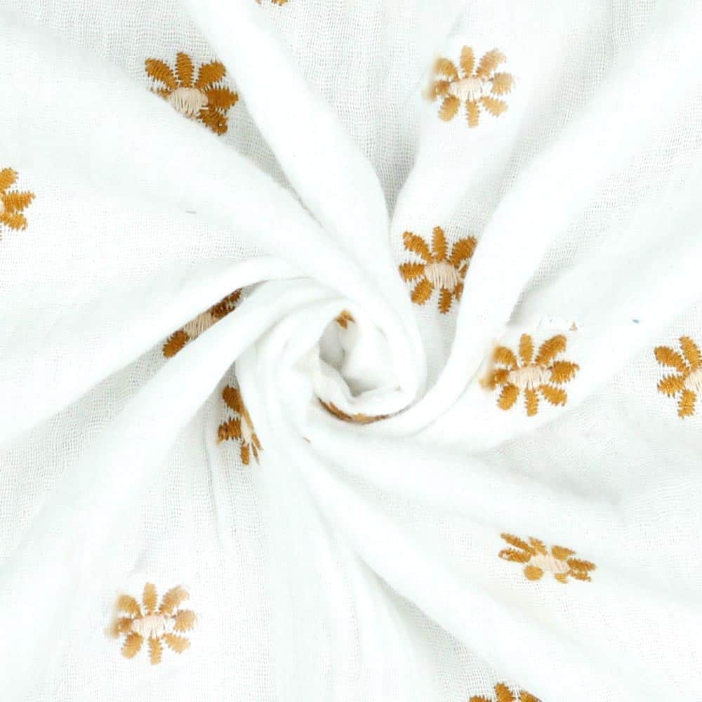 Marsala Double Gauze Gold Dot 100% Cotton Fabric Dressmaking