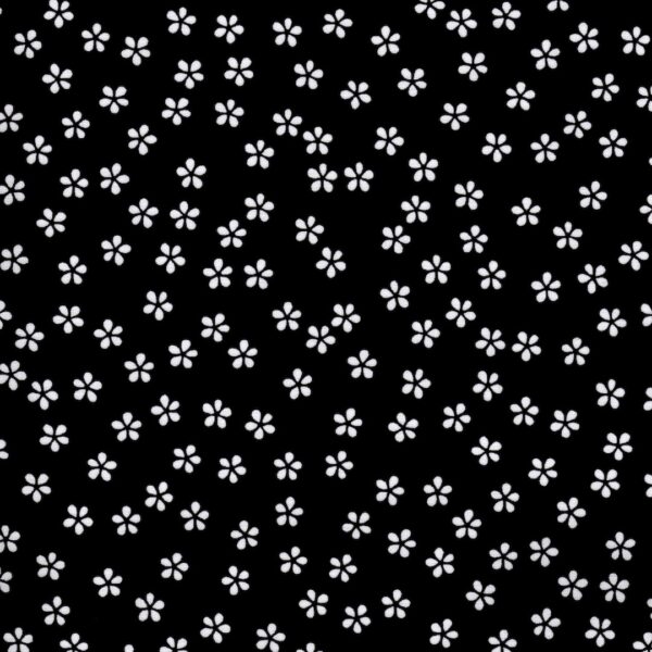 Spring Flower Cotton Poplin Fabric in Black