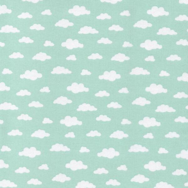Clouds in Mint in Woven Cotton