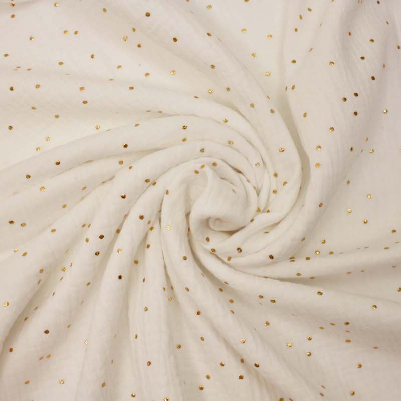 Cream organic cotton double gauze fabric - GOTS - per half metre