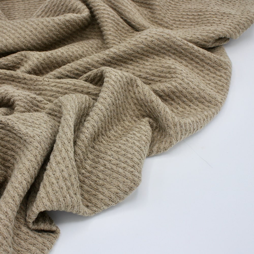 Rope Knit Cable Heavyweight Fabric in Biscuit