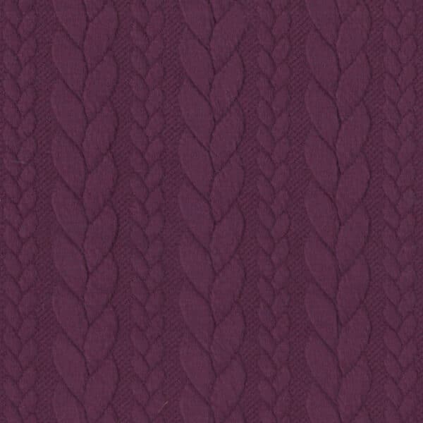 Cable Knit Fabric Jersey Dress Fabric in Rich Aubergine 810