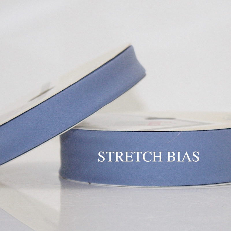 25m roll of Stretch Plain Bias Binding Tape with 30mm width in Mid Blue 17